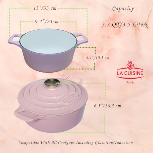 La Cuisine Enameled Cast Iron Dutch Oven (3.7 QT Round / Pink)