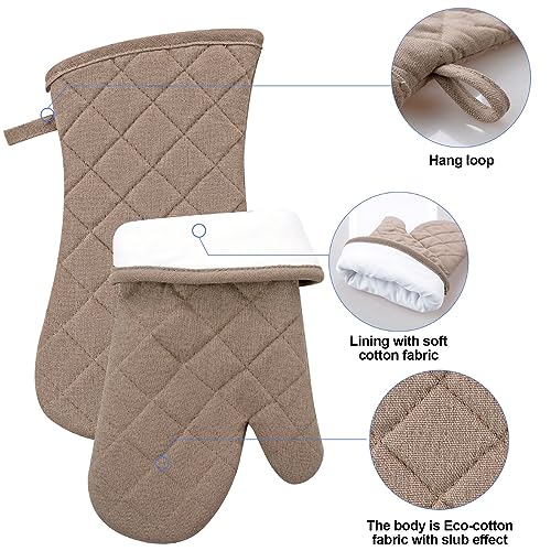 Oven Mitts and Pot Holders with Cooking Apron Set of 5 (Coffee)