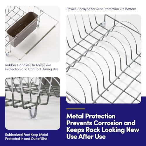 Dish Drying Rack Over the Sink Expandable to 24.5" Dish Drainer (Gray / 15.75" x 12" x 5")