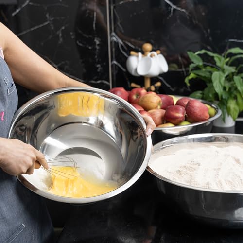 5 Quart Large Stainless Steel Mixing Bowls Set
