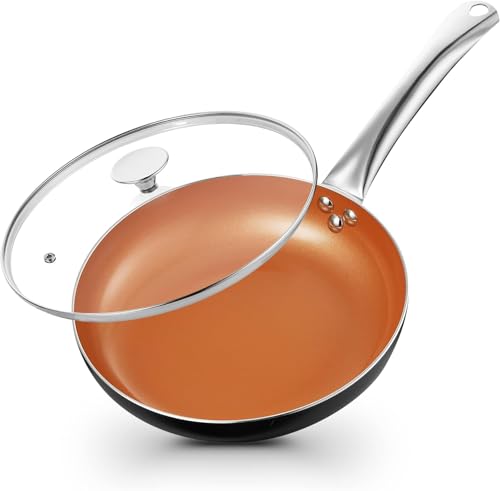 Copper Skillet Nonstick with Lid