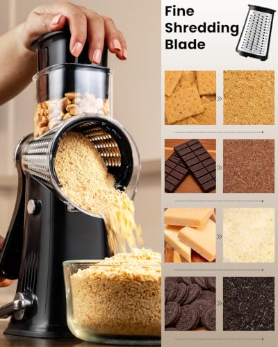 Rotary Cheese Grater 5 Blade With Reinforced Suction Base