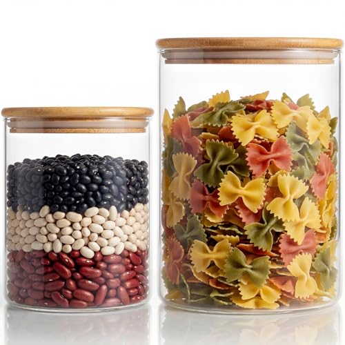 Round Glass Food Storage Containers with Airtight Bamboo Lids