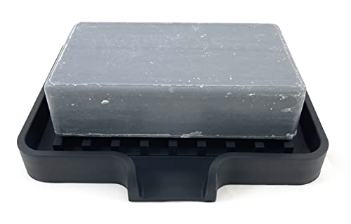 Silicone Soap Dish Tray and Sponge Holder with Drain Chute