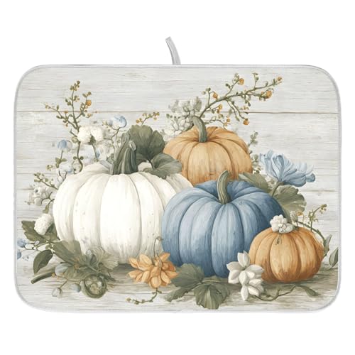 Spring Floral Jars Rustic Dish Drying Mat for Kitchen Counter Absorbent Microfiber Small Drying Pad Flowers Dish Mats for Kitchen Countertops 16 x 18 Inch