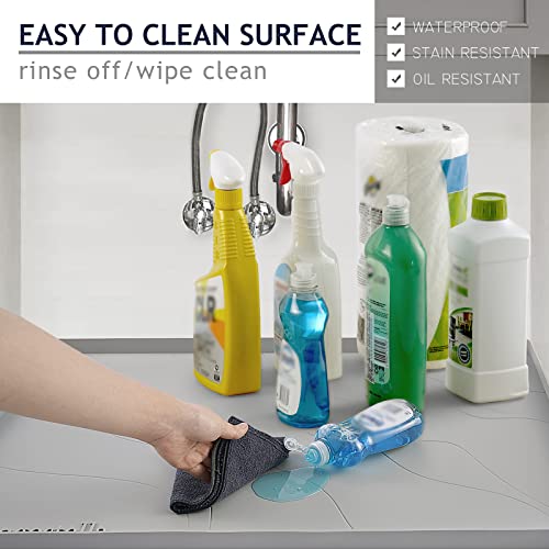 Heavy Duty Silicone Under Sink Mats for Kitchen Waterproof 37" x 22" (Gray / 37'' x 22'' x 1'')