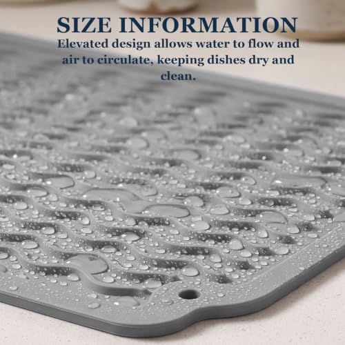 6 Pack Silicone Dish Drying Mat Set Non Slip Silicone Easy Clean Heat Resistant Drying Mat for Kitchen Counter Sink Refrigerator Drawer Liner 20 x 16 Inch