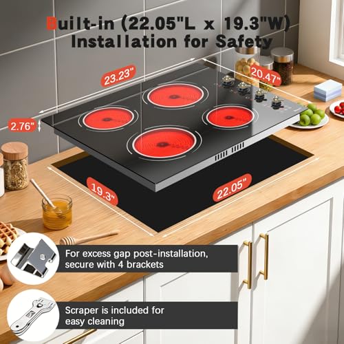 30 Inch Electric Cooktop Stove 240V