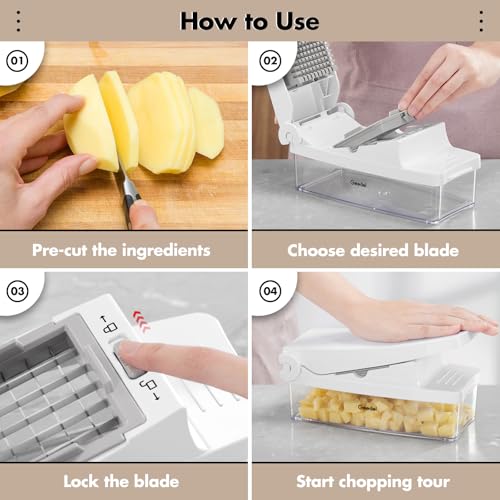 Vegetable Chopper with Container (White / 4 Blades)