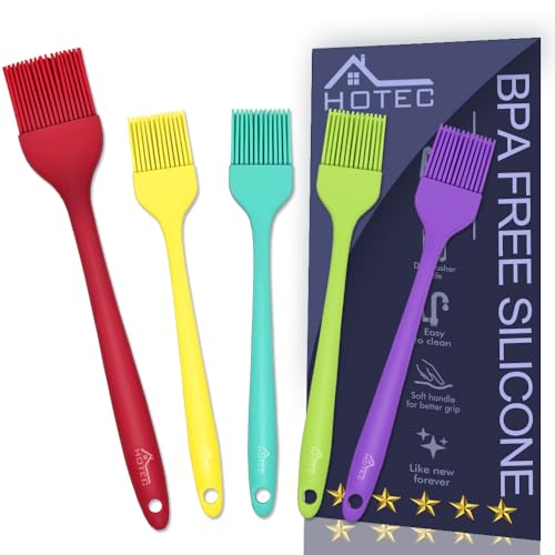 5 pieces Set Basting Brushes Silicone Heat Resistant Pastry Brushes Spread Oil Butter Sauce Marinades for BBQ Grill Barbecue Baking Kitchen Cooking BPA Free Dishwasher Safe