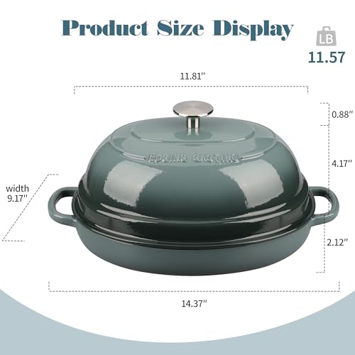 Enameled Oval Cast Iron Dutch Oven Pot with Lid (Slateblue)