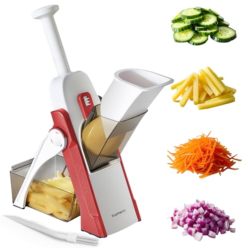 Safe Mandoline Slicer for Kitchen (Red)