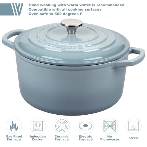 Enameled Cast Iron Dutch Oven Pot with Lid (6 QT / Sea salt)
