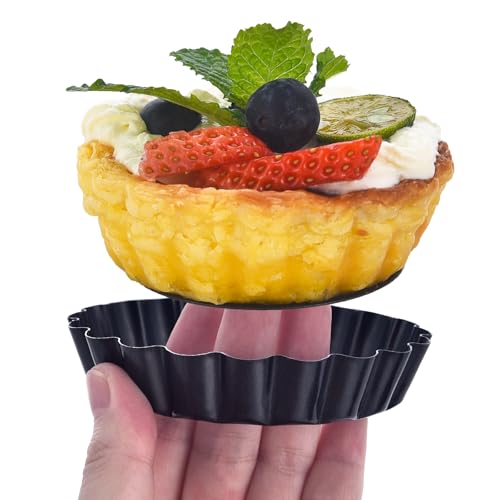 8 Pack Mini Tart Pans 4 Inch with Removable Bottom Round Nonstick Quiche Pan