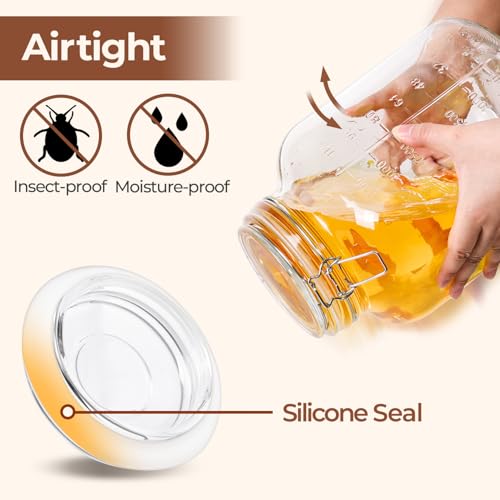 Square Glass Pantry Jars with Airtight Lids