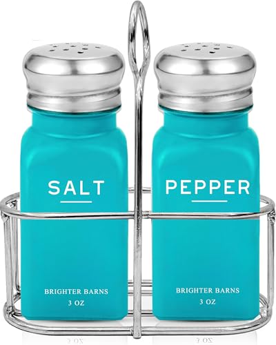 Glass Salt and Pepper Shakers Set with Holder