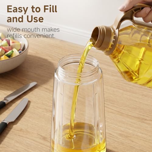 20oz Glass Oil Dispenser Bottle with Auto Flip Cap (White)