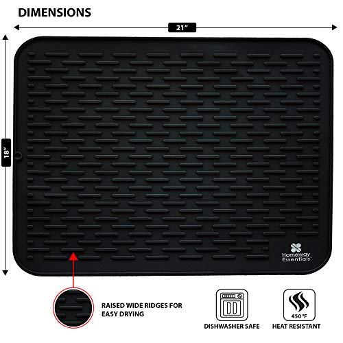 Silicone Dish Drying Mat (18" x 21" / Black)