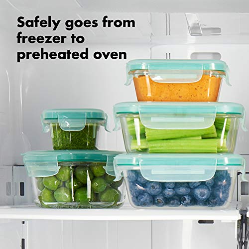 Good Grips 8 Piece Smart Seal Airtight Glass Round Container Set (Teal / 8 Piece Round Glass Set)