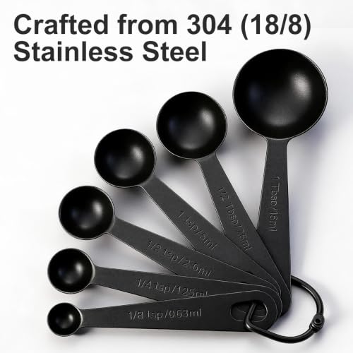 7 Piece Measuring Spoons Set (Black / Spoons of 7)