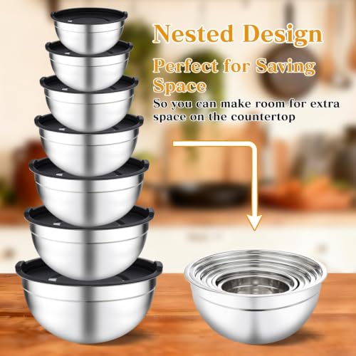 Mixing Bowls with Lids Set (Non-Silicone base 16P)