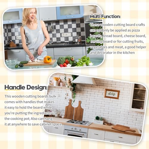 12 Pcs 11 x 5 Inch Acacia Wood Cutting Board with Handle (11"L x 5"W)