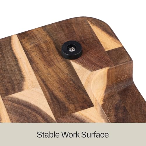 End Grain Acacia Wood Cutting Board with Juice Groove (Brown / 19"L x 14"W)