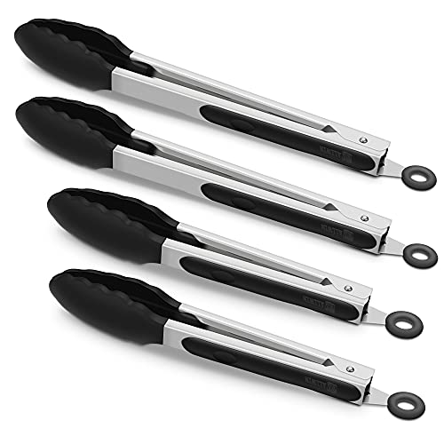 4 Pieces Silicone Stanless Steel Kitchen Cooking tongs set
