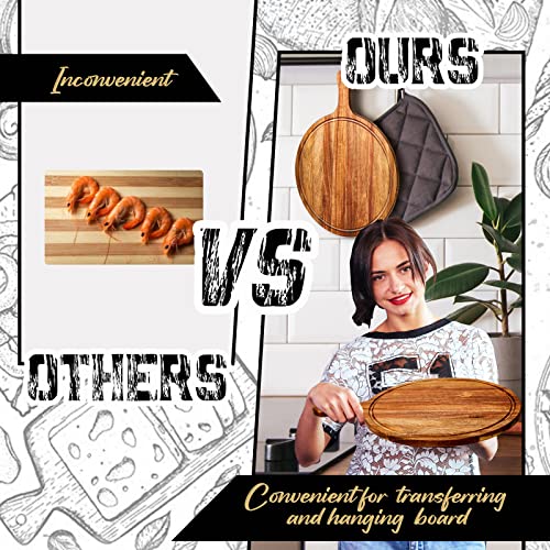 30 Pcs Round Acacia Wood Cutting Board with Handle