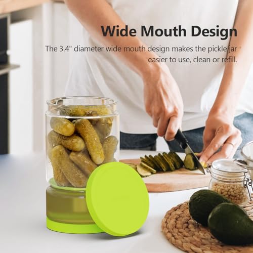 Glass Pickle Jar with Strainer Flip for Pickle Lover