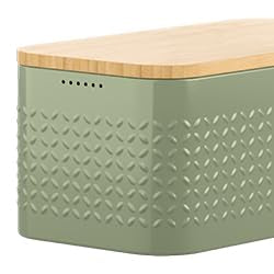 Metal bread box with linen bread US