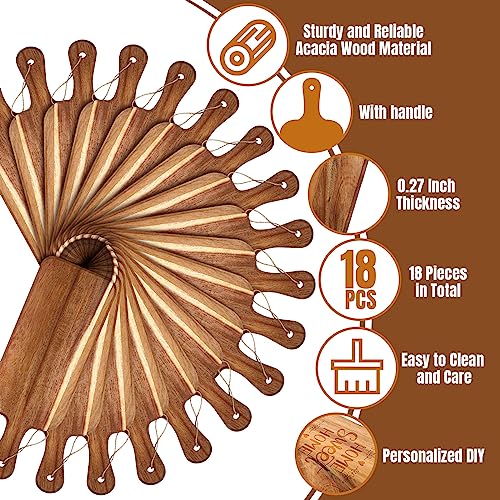 18 Pcs Plain Cutting Board Set with Handles Laser Engraving Wooden Charcuterie Kitchen Serving Chopping Board Bulk for DIY Housewarming Mother's Day Gifts (16 x 5 Inch)