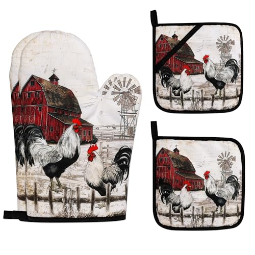 Funny Oven Mitts and Pot Holders Sets Cooking BBQ Non