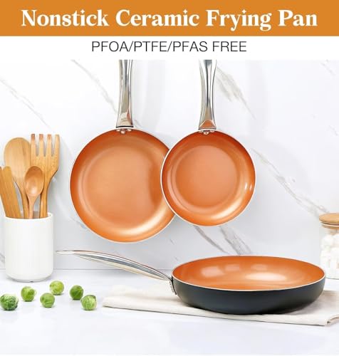 Copper Skillet Nonstick with Lid