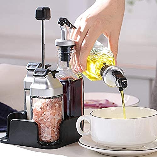 Oil and Vinegar Salt and Pepper Dispenser Set for Home and Kitchen (01)