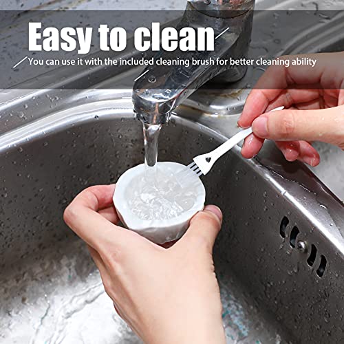 2 Sets Mini Porcelain Mortar and Pestle Set Porcelain Herb Grinder Crusher Grinding Bowl Kitchen Mixing Grinding Bowl with 2 Pieces Brushes for Seasonings