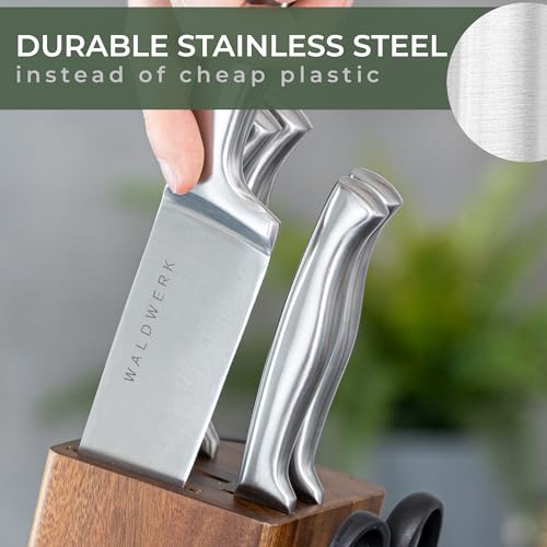 Knife Set 7pcs Kitchen Knife Set with Block and Integrated Sharpener
