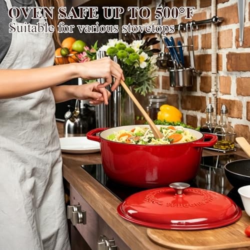 Enameled Cast Iron Dutch Oven (Red)