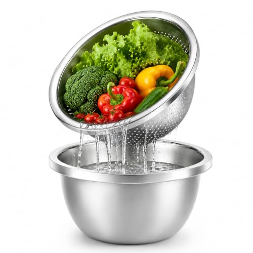 Stainless Steel Colander Set with Self