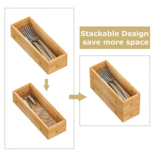 Bamboo Drawer Organizer Storage Box Kitchen