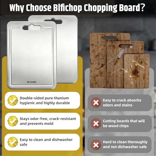 Titanium Cutting Board for Kitchen with Juice Groove (Medium)