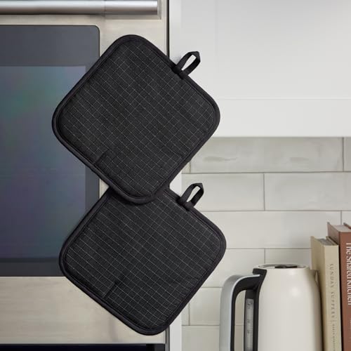 Gourmet Series Gridlines Pot Holders 2 (Matte Black)