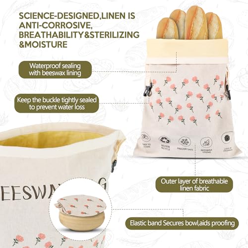 2026 New Upgrade Wide Zipper Access Beeswax Bread Bags for Homemade Bread