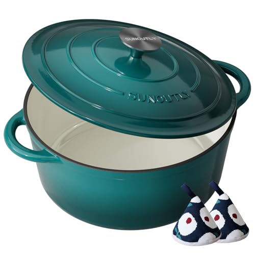 Enameled Cast Iron Dutch Oven (Cooking Pot / Bottle green / 4.5QT)