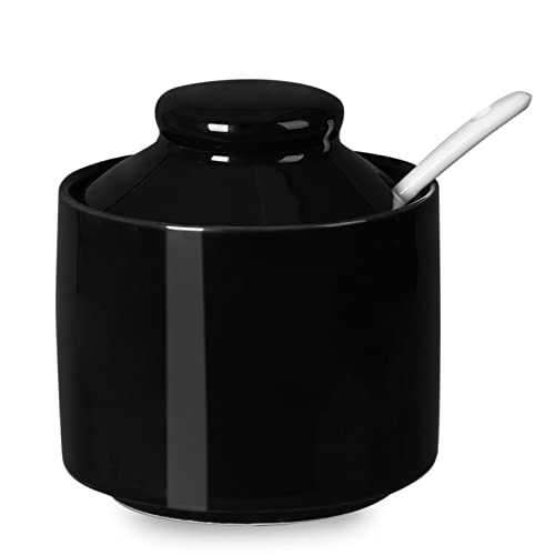 Ceramic Sugar Bowl with Lid and Spoon 8oz
