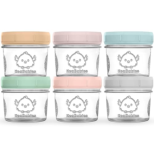 6,8,12-Pack Glass Baby Food Containers - 4 & 8 oz Leak-Proof, Microwavable Baby Food Storage Containers