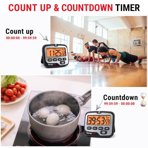 TM01(2 Pack) 2-in-1 Kitchen Timers for Cooking with Clock Mode (Digital Timer 2 Pack)