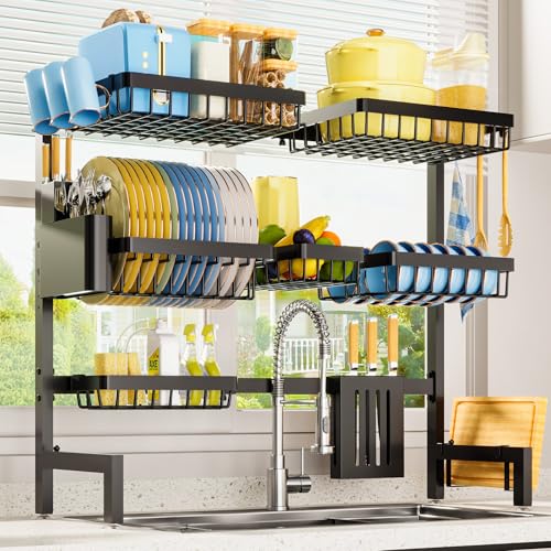 Dish Drying Rack Over The Sink (Black / XX-Large (3 Tier))