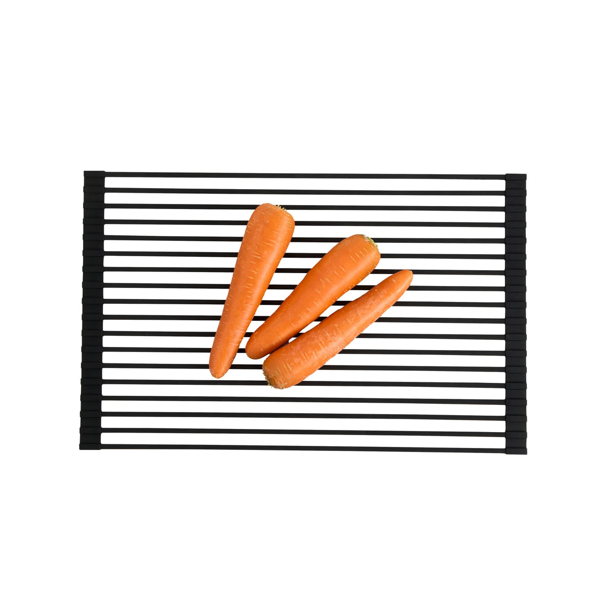 Black Steel Over Sink Roll Up Drying Rack (Black / 20.5" x 13")