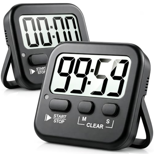 2 Pack Digital Timer for Kids Classroom Kitchen Timers for Cooking (2 * Rich Black)